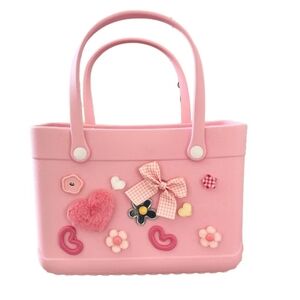 Pink Tote Bag with Decorative Accents